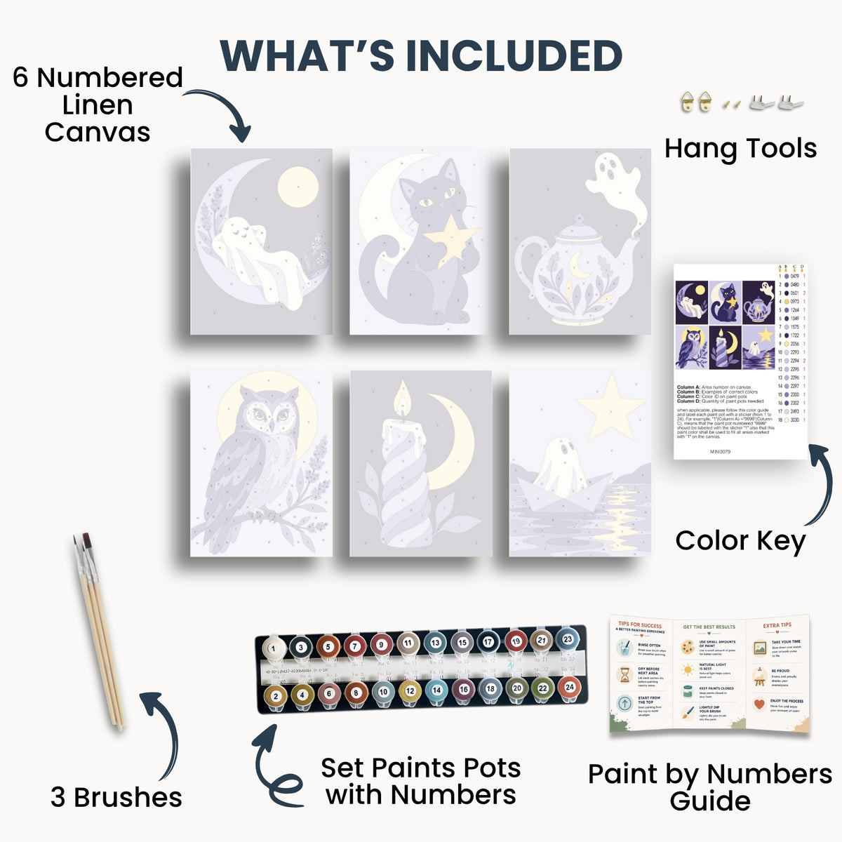 Mystical Moonlight Ghosts Mini Paint By Numbers Set