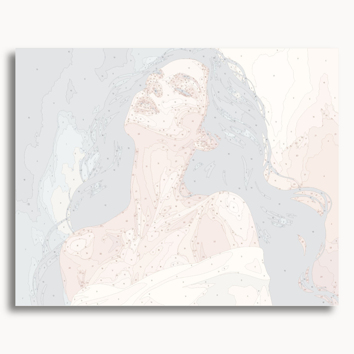 Numbered canvas preview for Undone, showing outlined painting sections and color numbers.