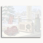 Numbered canvas preview for Winter Radio Retreat, showing outlined painting sections and color numbers.