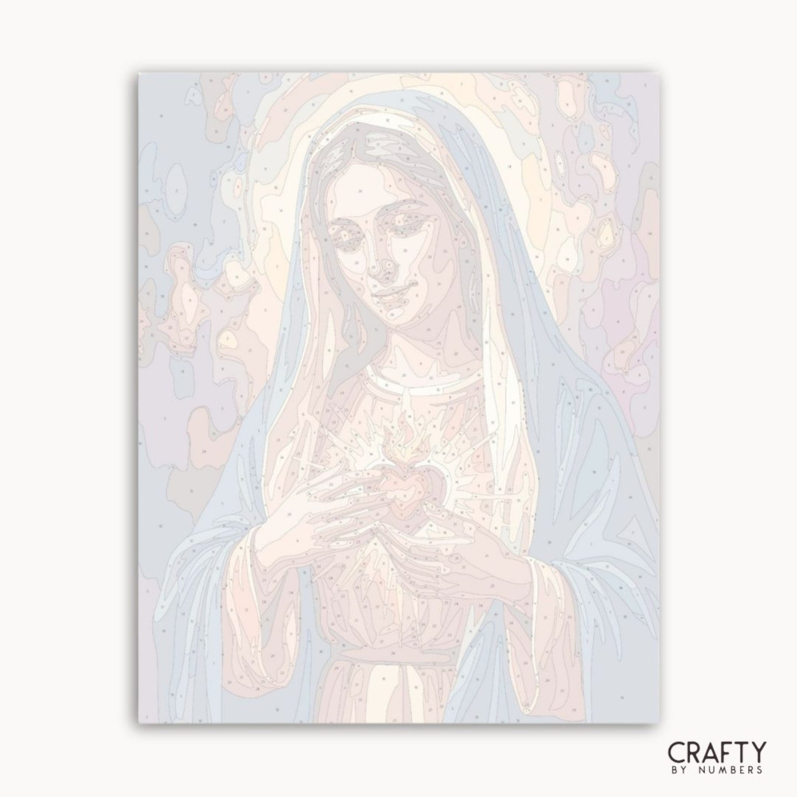 Numbered canvas preview for Sacred Heart Grace paint by numbers with outlined color sections