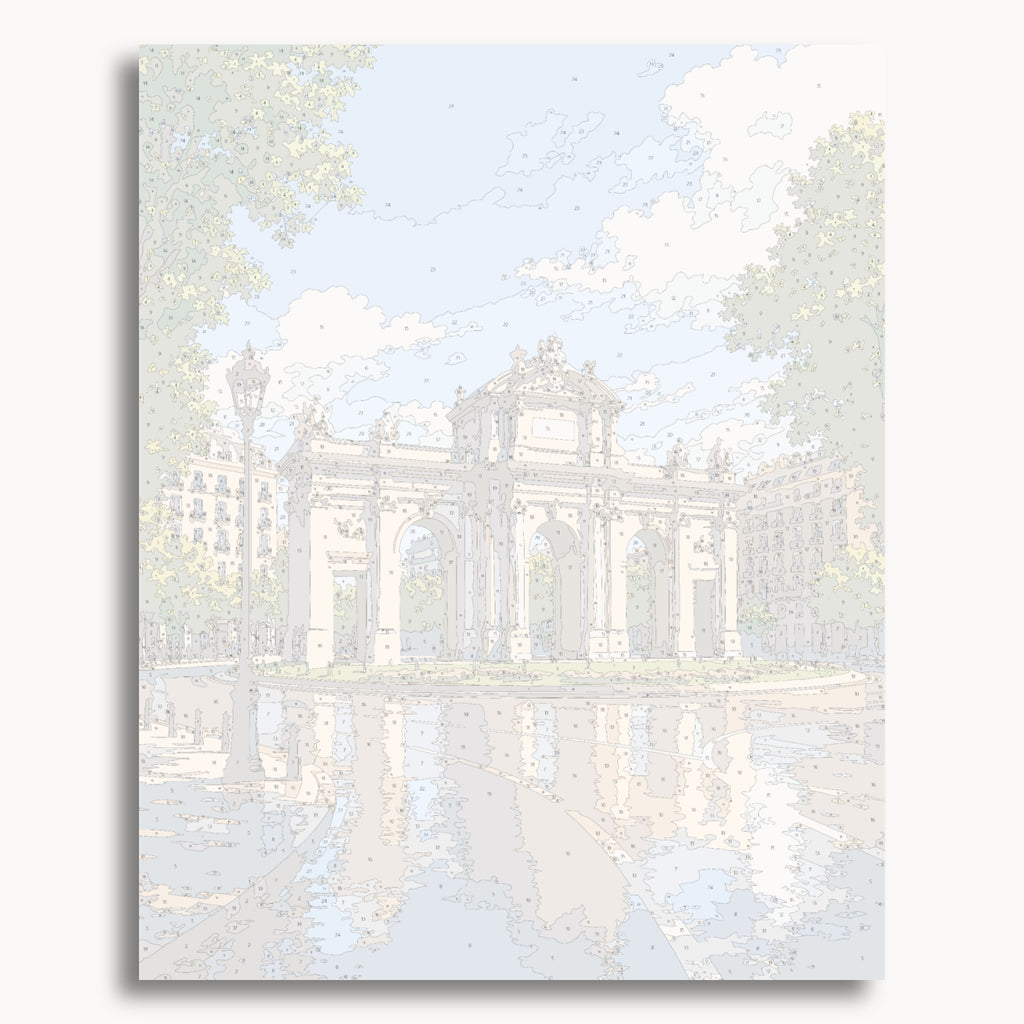 Numbered canvas preview for the Puerta De Alcalá paint by numbers kit