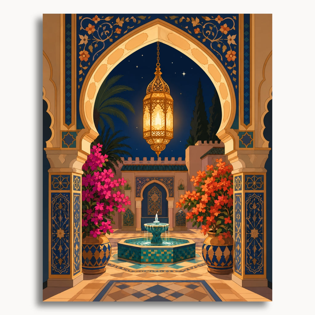 Golden Lantern paint by numbers artwork on canvas