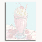 Numbered canvas preview for Cherry Milkshake, showing outlined painting sections and color numbers.