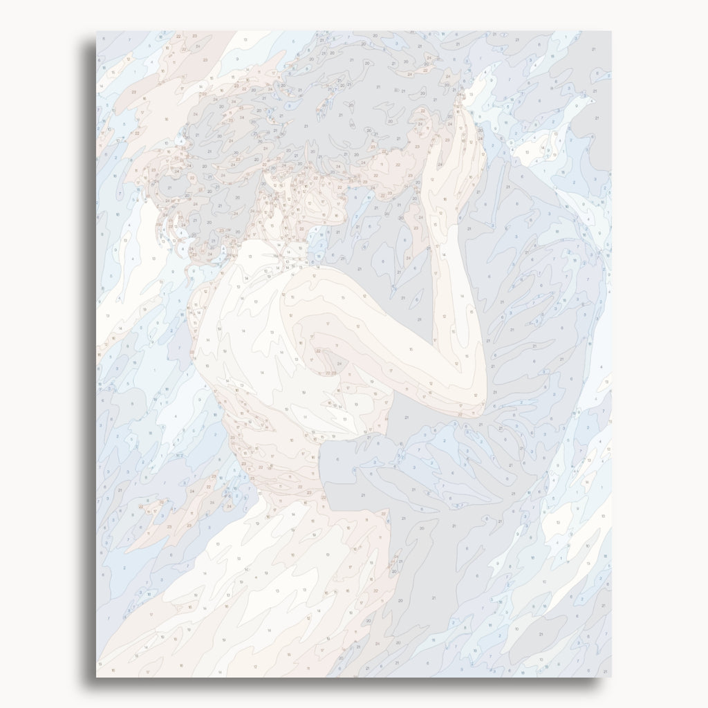 Numbered canvas preview for Only Us, showing outlined painting sections and color numbers.