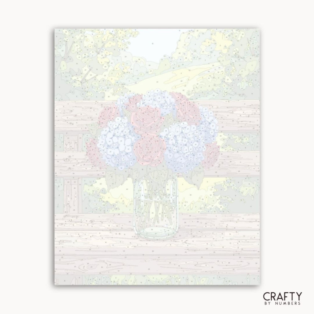 Hydrangeas & Crimson Roses