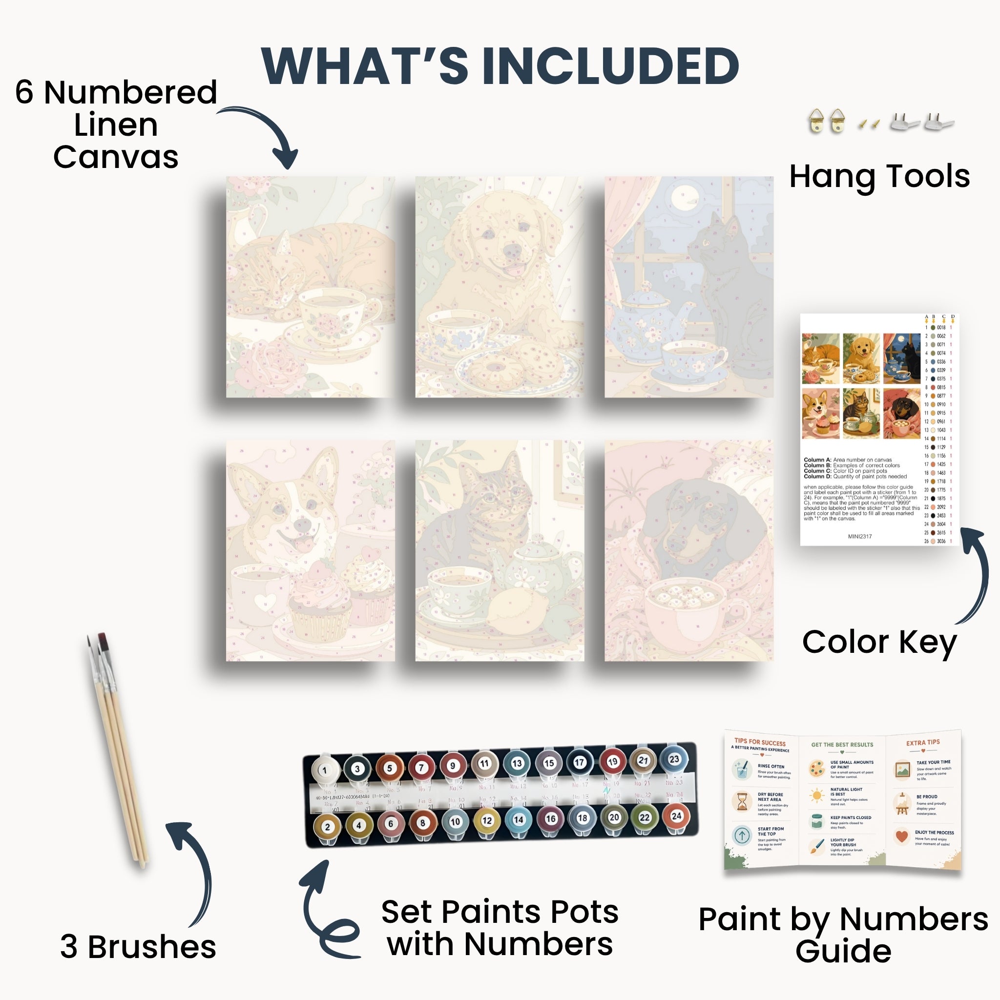 Acebo moderno – Juego de 6 mini pinturas por números