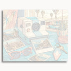 Numbered canvas preview for Vintage Travel Camera, showing outlined painting sections and color numbers.
