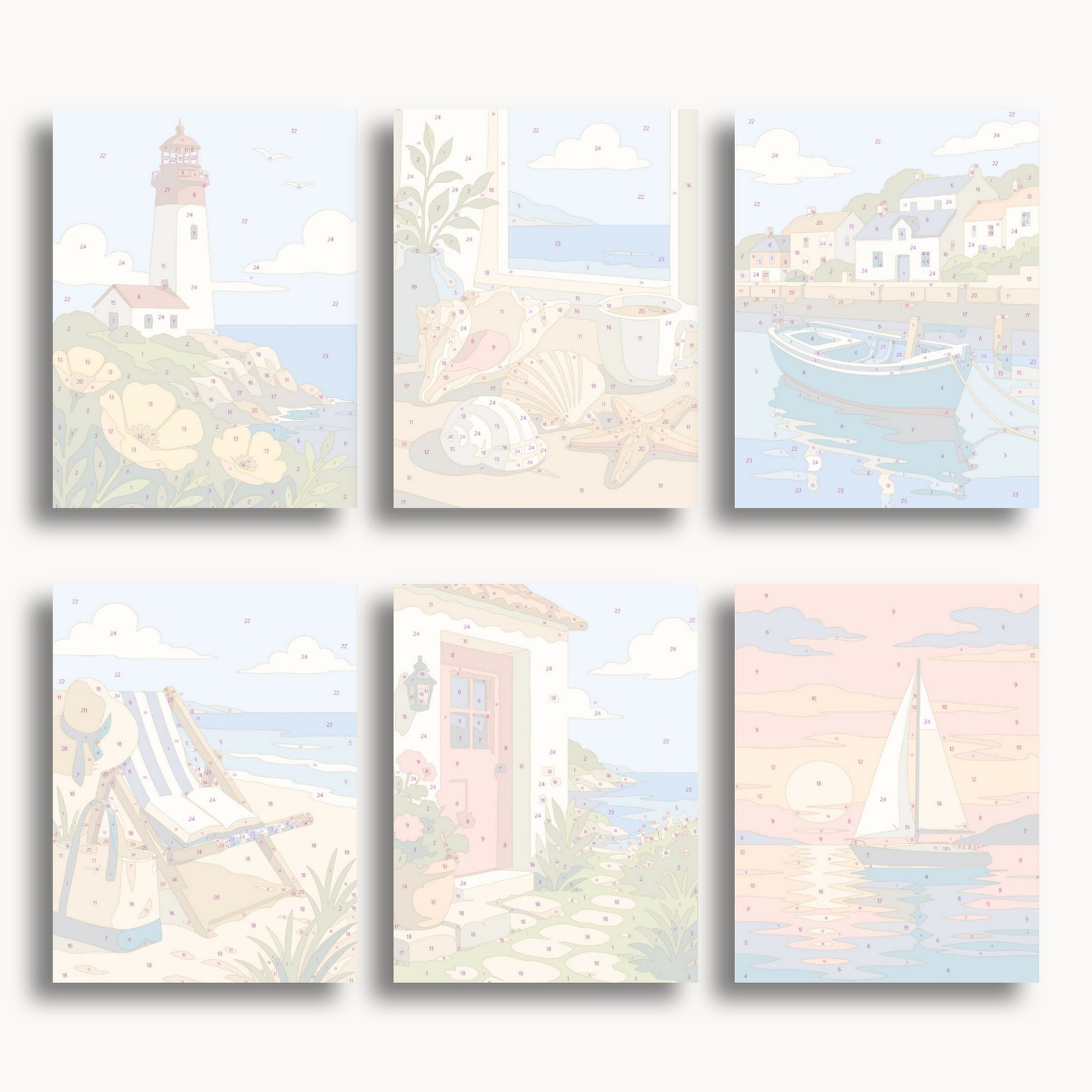 Mini-Malen-nach-Zahlen-Set „Coastal Escape“.