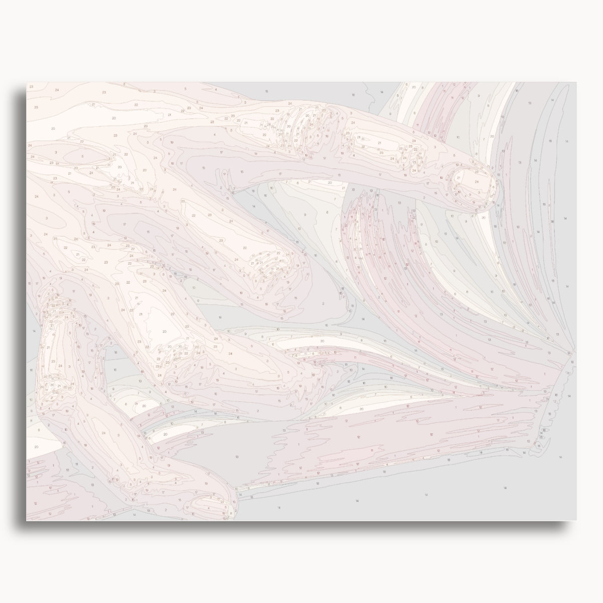 Numbered canvas preview for Read Me Slowly, showing outlined painting sections and color numbers.