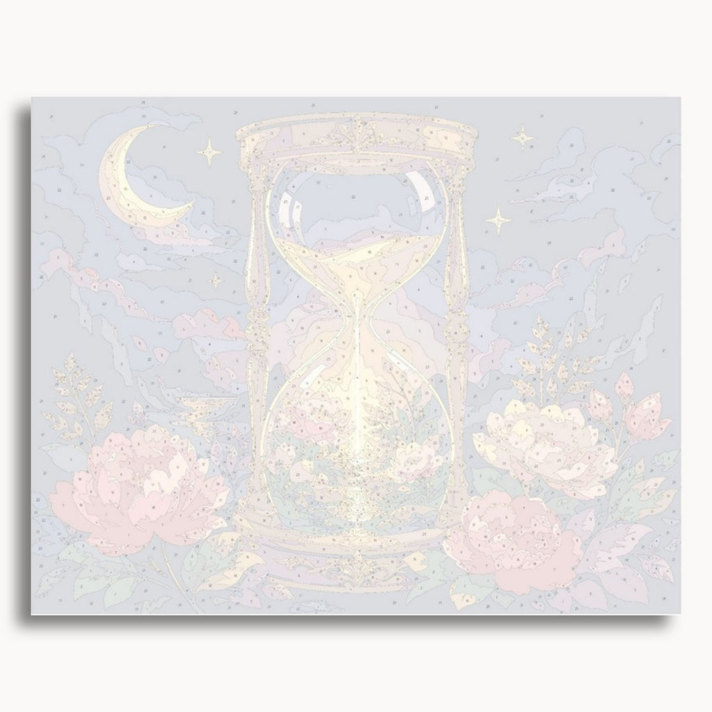 Numbered canvas preview for the Floral Hourglass paint by numbers kit
