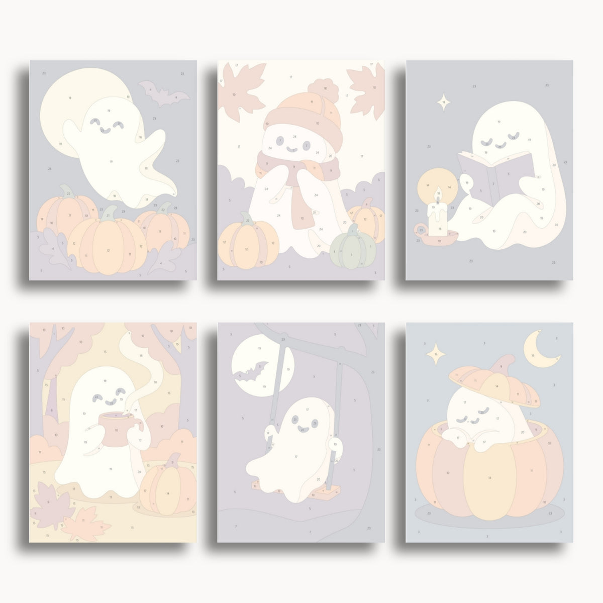 Cozy Ghosts Mini Paint By Numbers Set