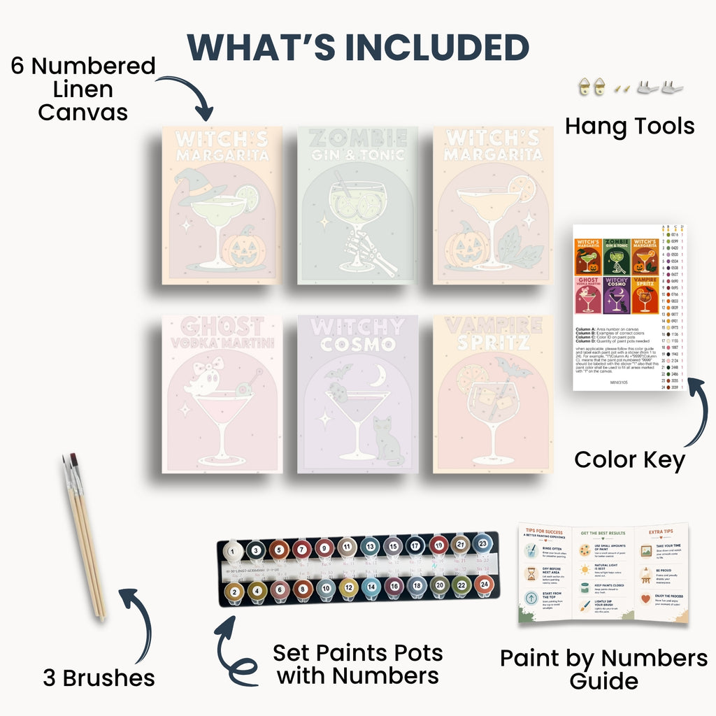 Witchy Cocktails Mini Paint By Numbers Set