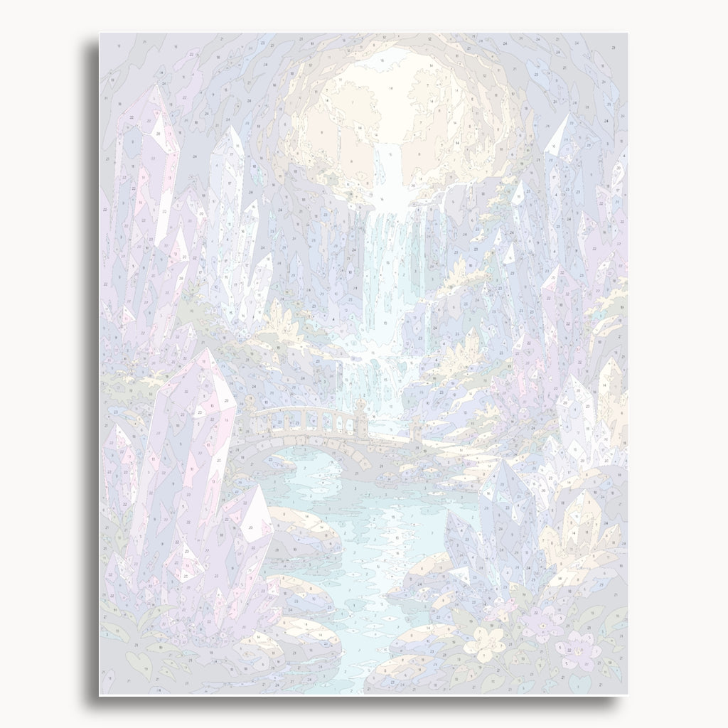Numbered canvas preview for the Crystal Falls paint by numbers kit