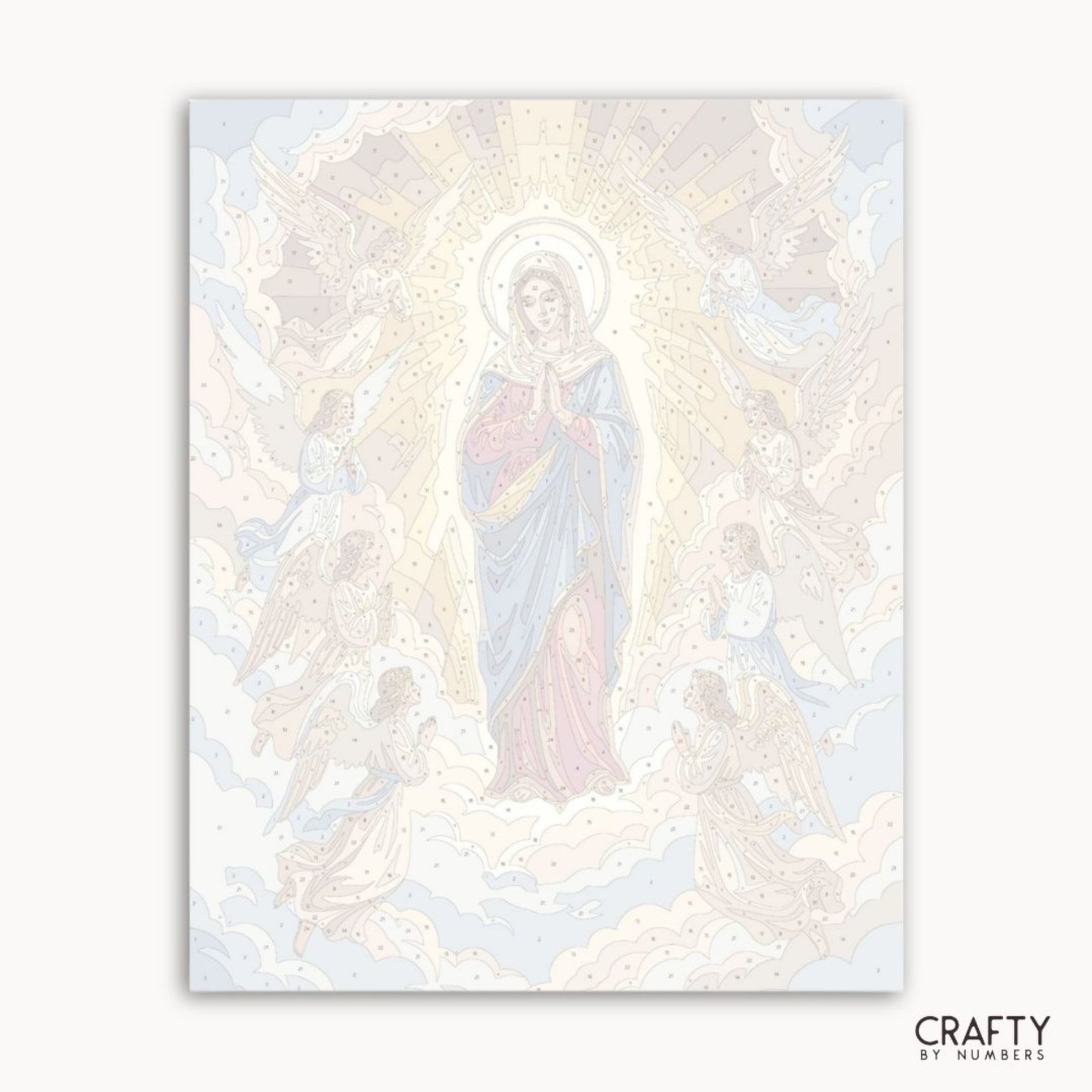 Numbered canvas preview for Heavenly Grace Circle paint by numbers with outlined color sections