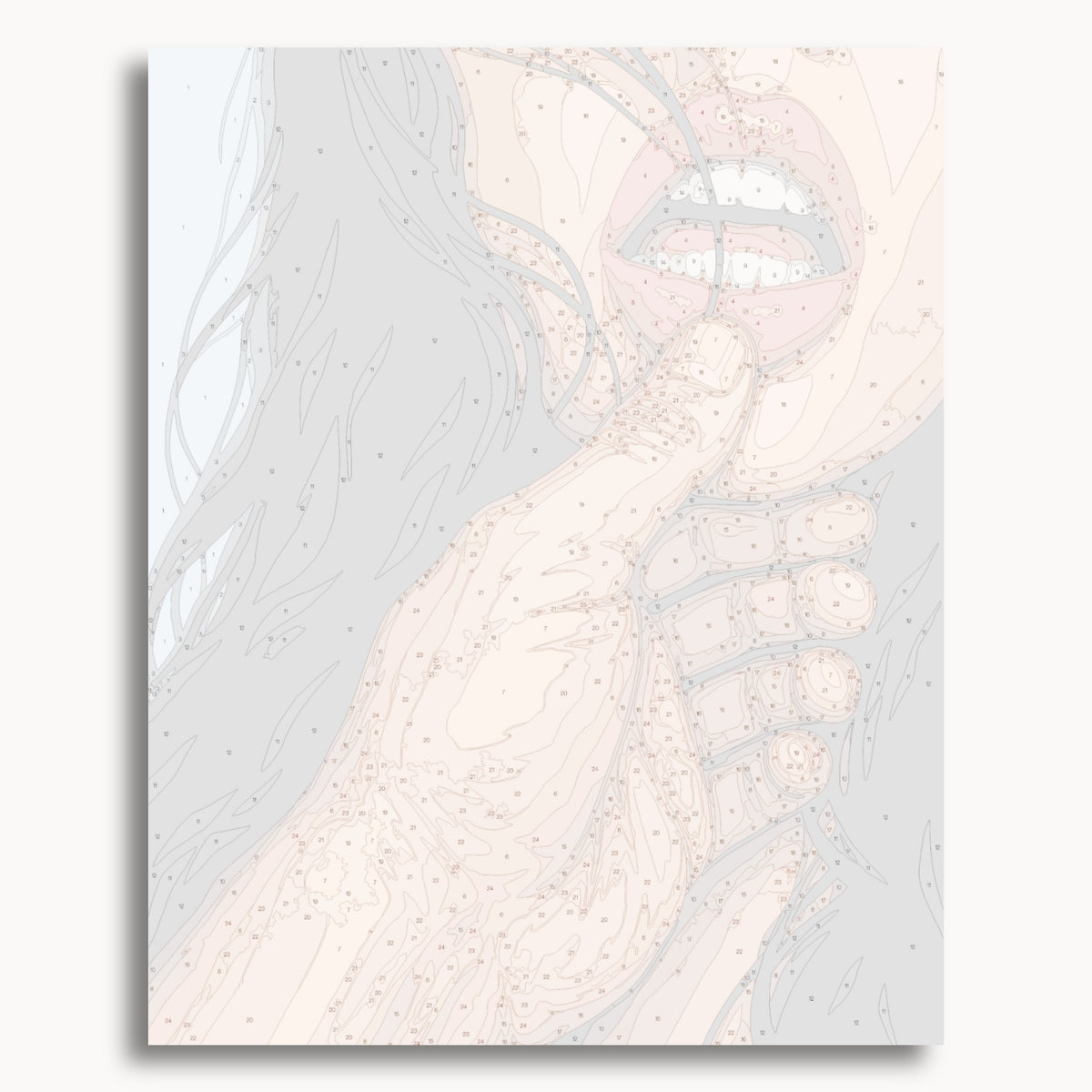Numbered canvas preview for Bite My Lip, showing outlined painting sections and color numbers.