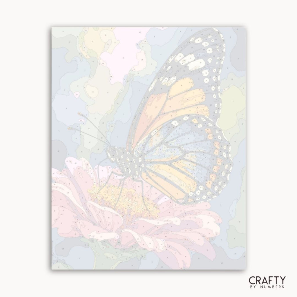 Numbered canvas preview for the Butterfly Flower paint by numbers kit