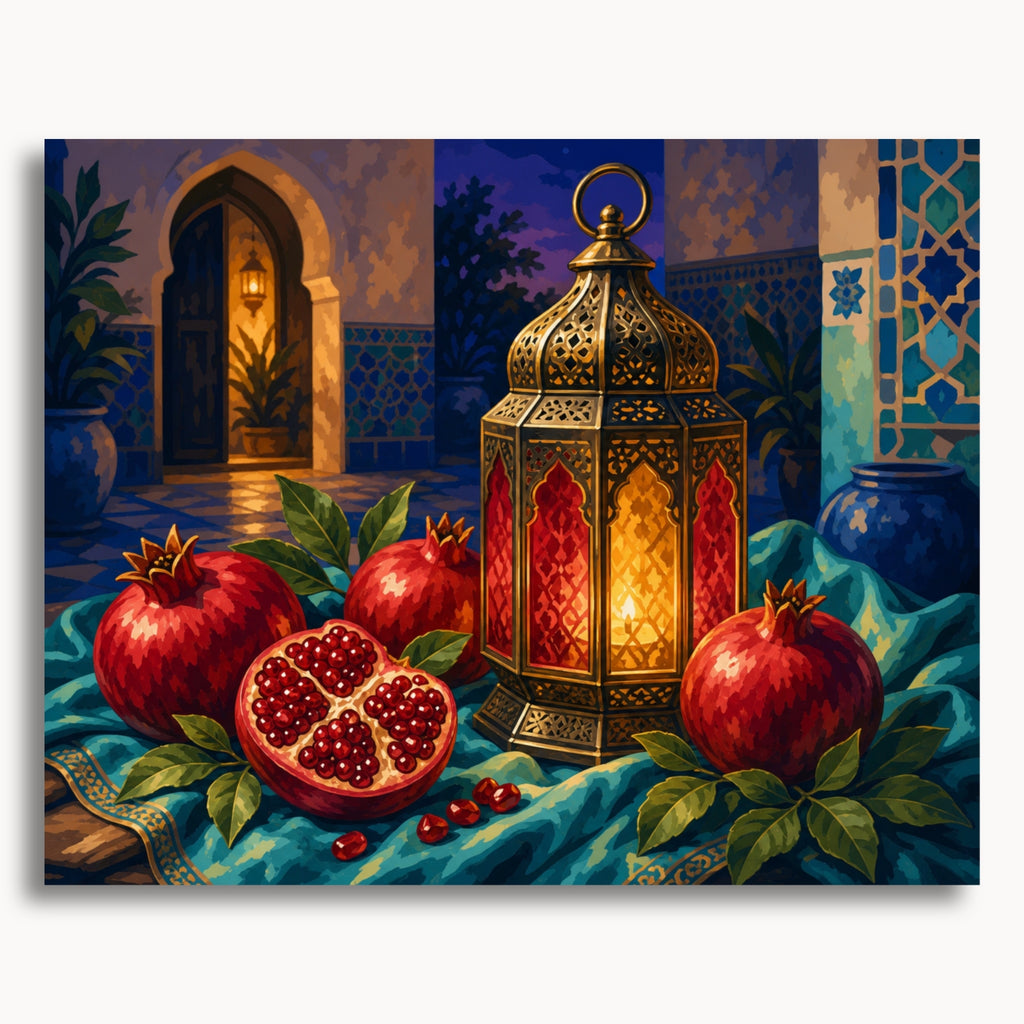 Pomegranate Lantern paint by numbers artwork on canvas