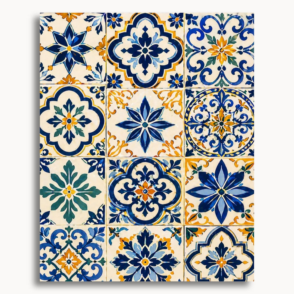 Mosaic Tiles paint by numbers artwork on canvas