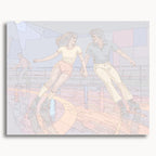 Numbered canvas preview for Roller Skating Couple, showing outlined painting sections and color numbers.