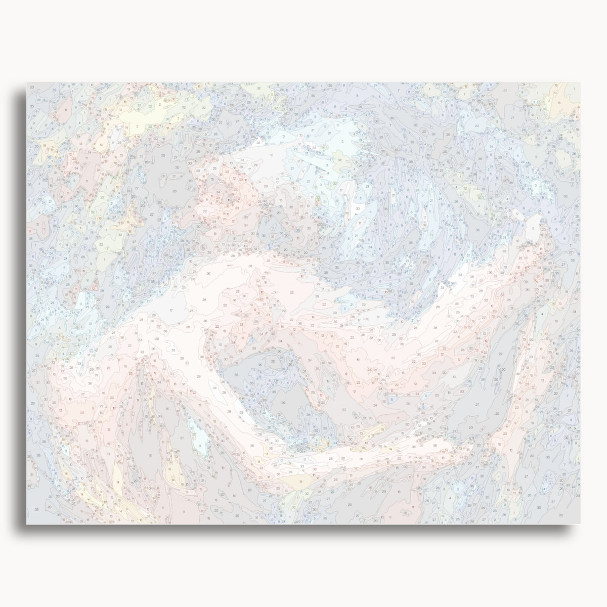 Numbered canvas preview for Dissolve Into You, showing outlined painting sections and color numbers.