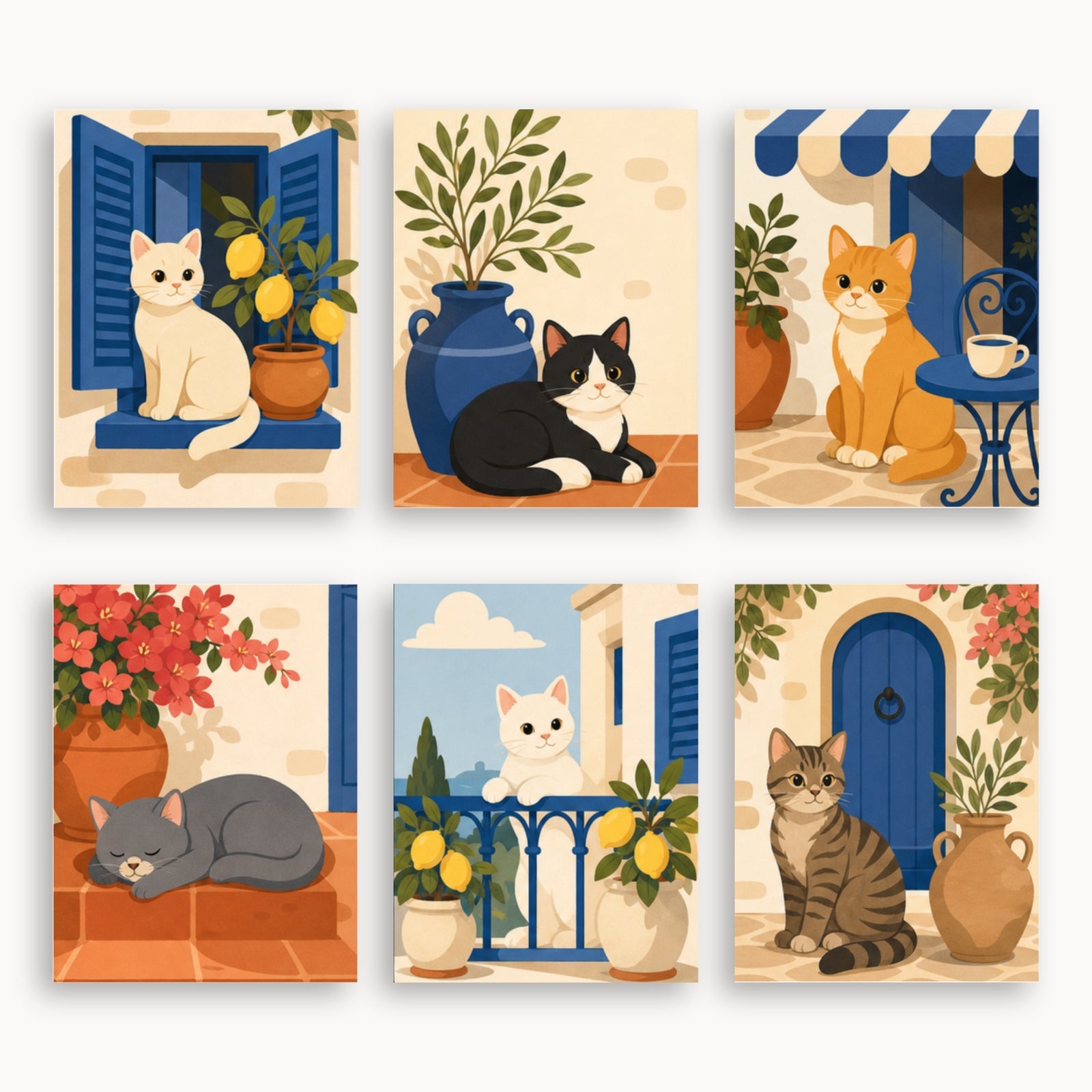 Mediterranean Cats Mini Paint By Numbers Set