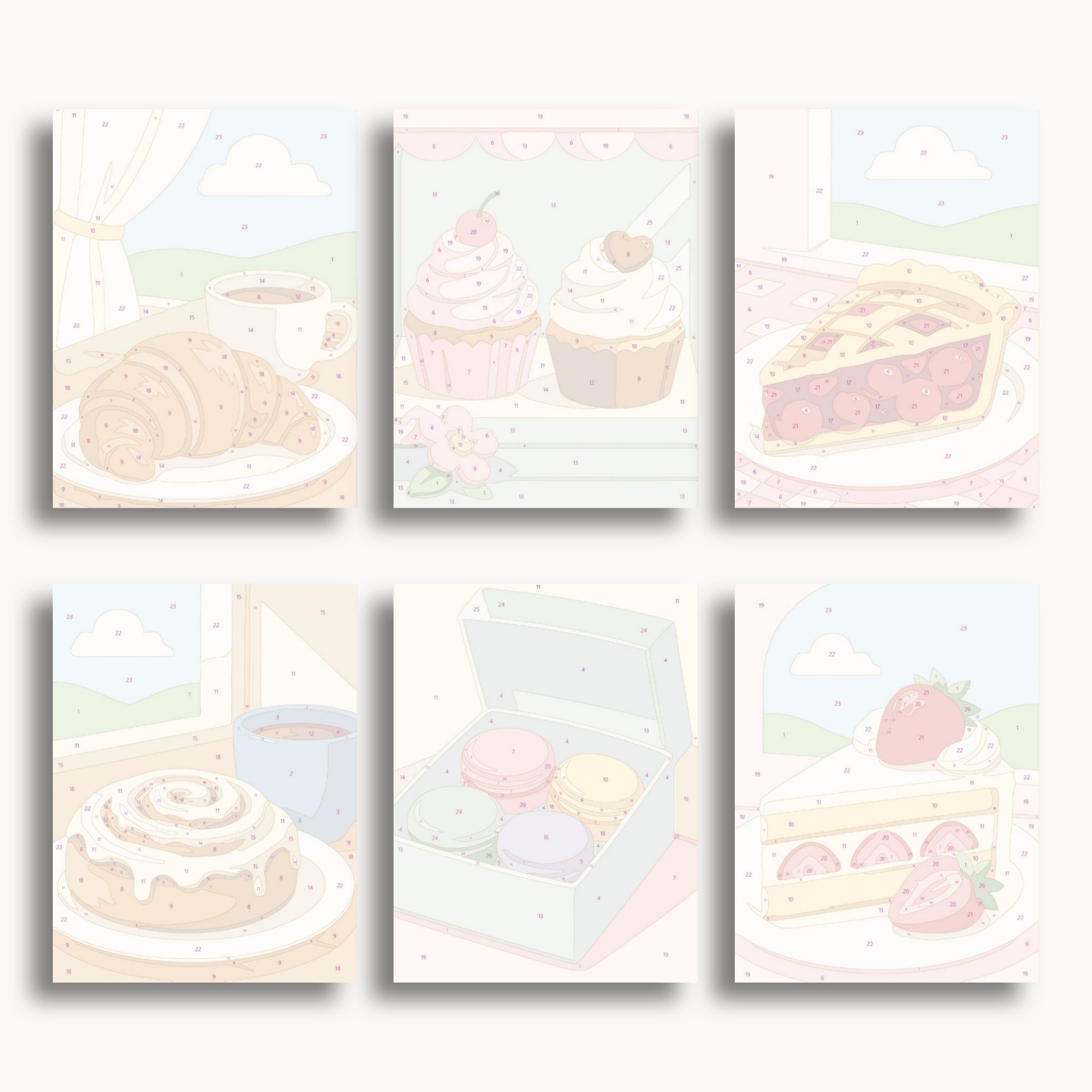 Modern Holly – Lot de 6 mini peintures par numéros