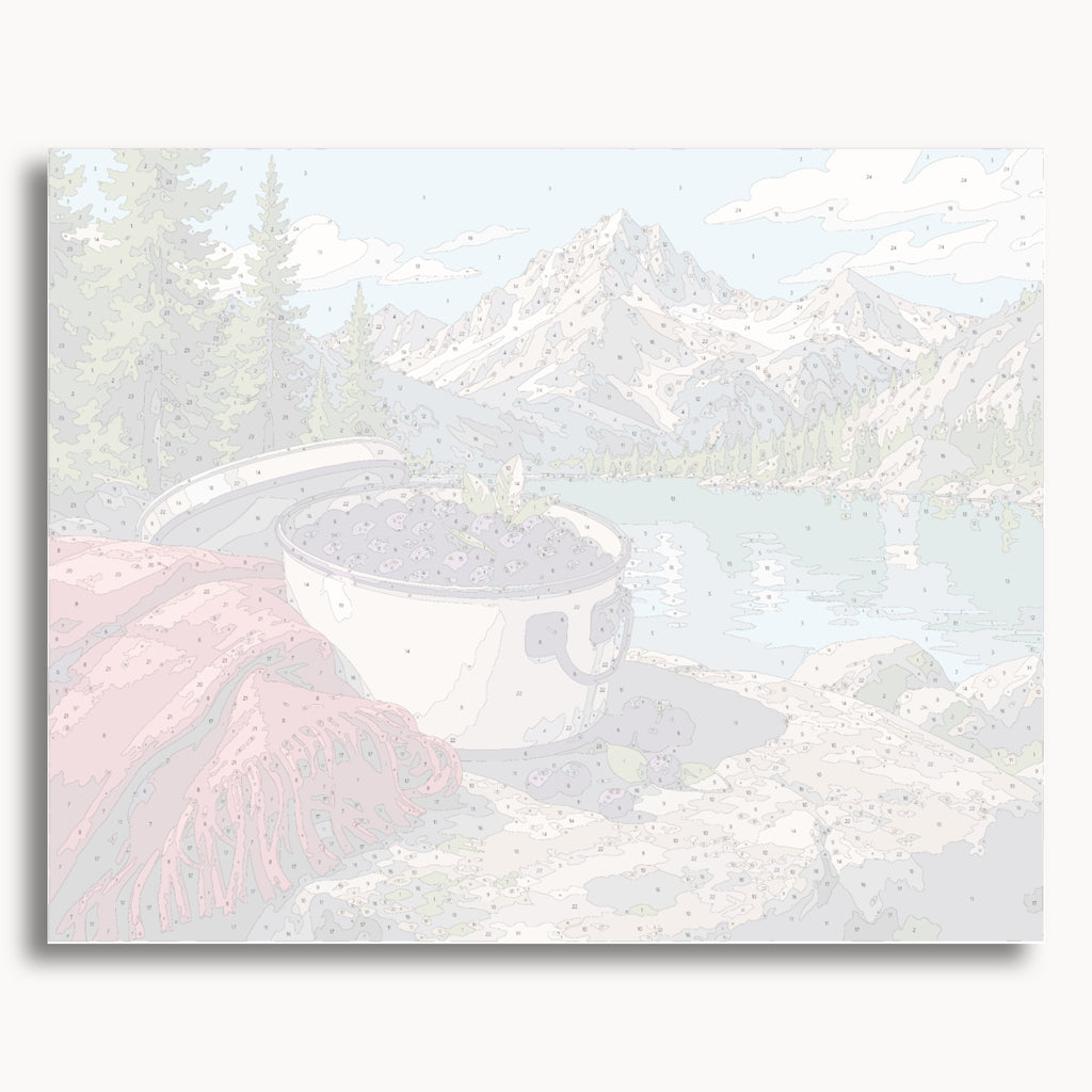 Numbered canvas preview for the Blueberry Picnic paint by numbers kit