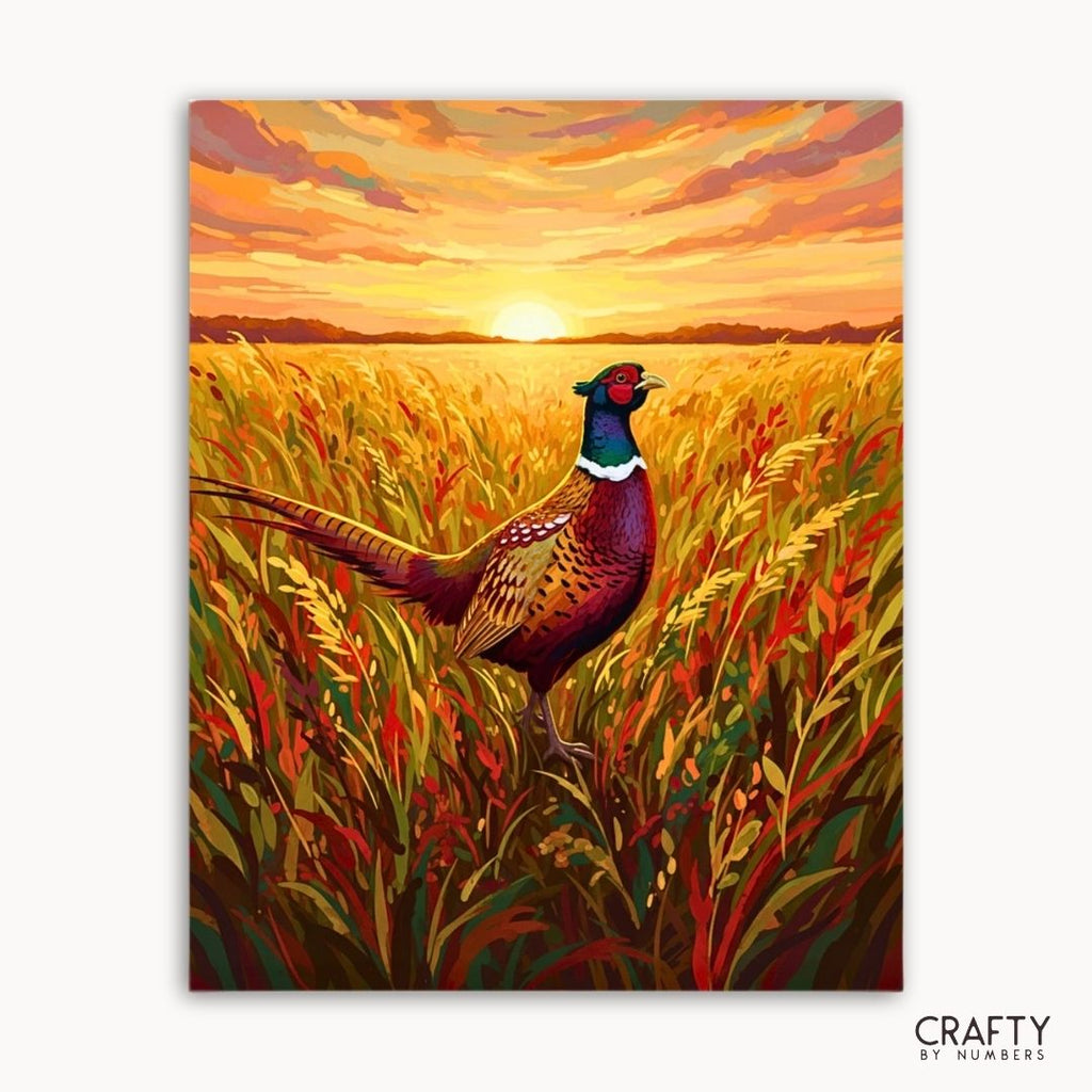 Golden Harvest Pheasant paint by numbers artwork on canvas