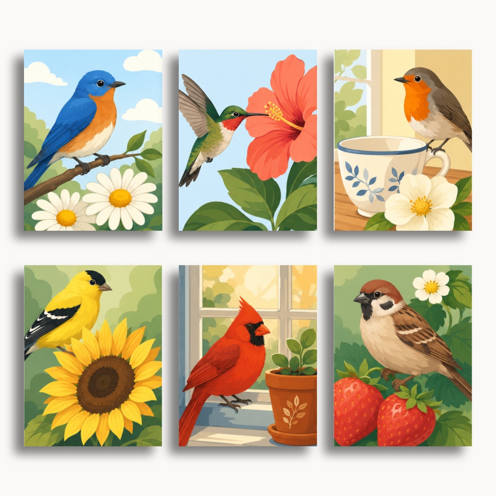Garden Birds Mini Paint By Numbers Set