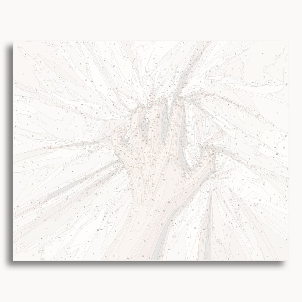 Numbered canvas preview for Grip of Desire, showing outlined painting sections and color numbers.