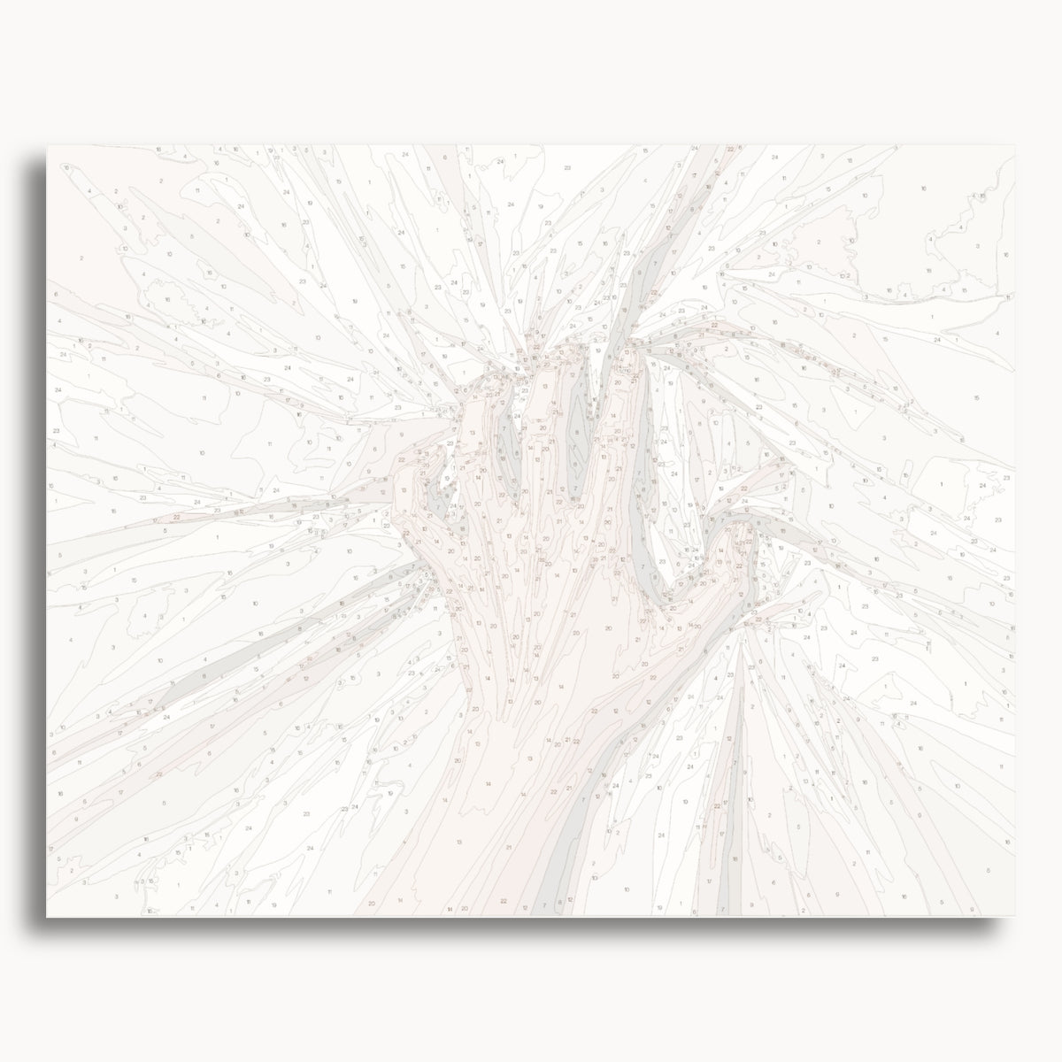 Numbered canvas preview for Grip of Desire, showing outlined painting sections and color numbers.