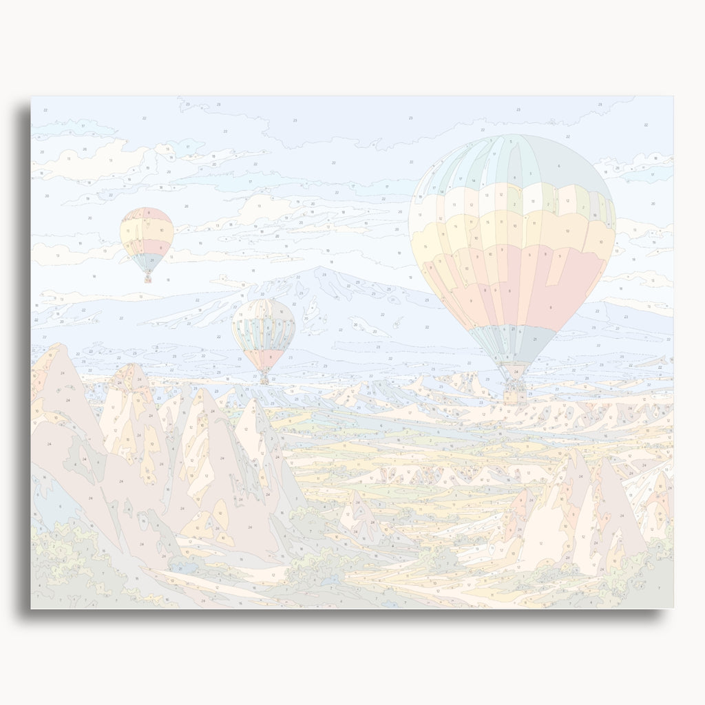 Aperçu de la toile numérotée pour le kit de peinture par numéros Ballons de Cappadoce