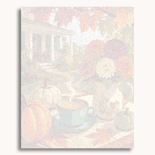 Numbered canvas preview for the Autumn Porch Still Life paint by numbers kit