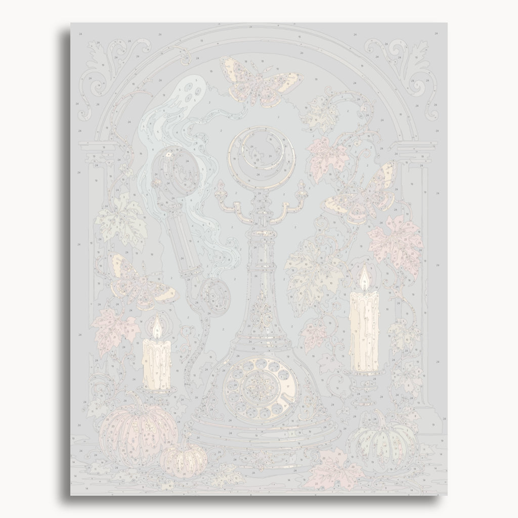Numbered canvas preview for the Haunted Telephone paint by numbers kit
