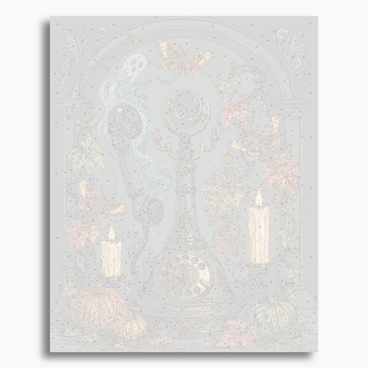 Numbered canvas preview for the Haunted Telephone paint by numbers kit