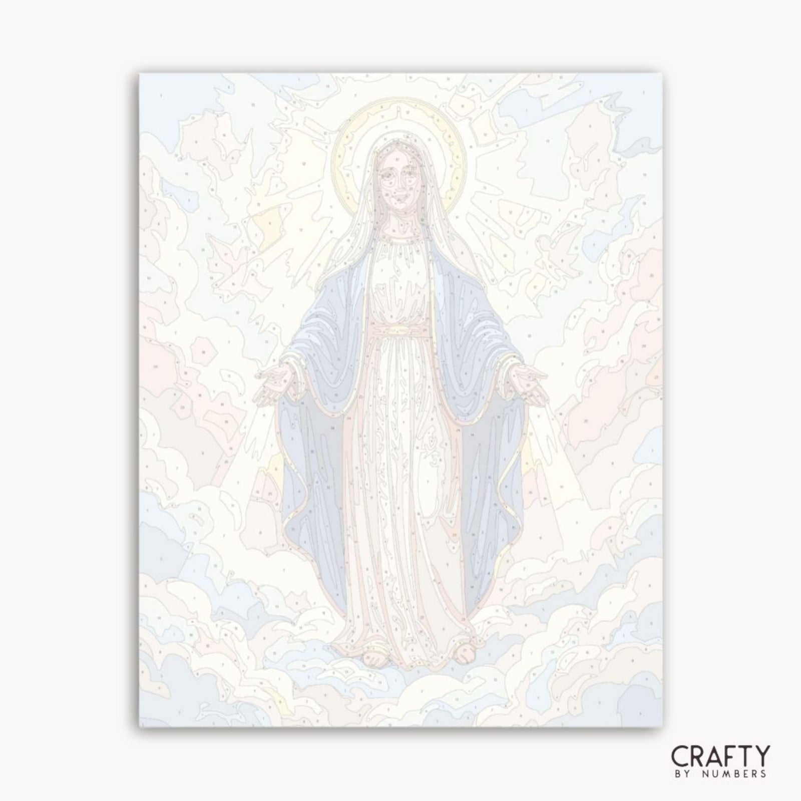 Numbered canvas preview for Sacred Light Madonna paint by numbers with outlined color sections