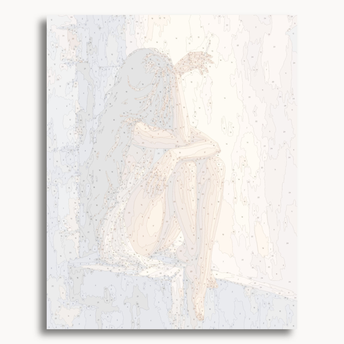 Numbered canvas preview for Afterglow, showing outlined painting sections and color numbers.