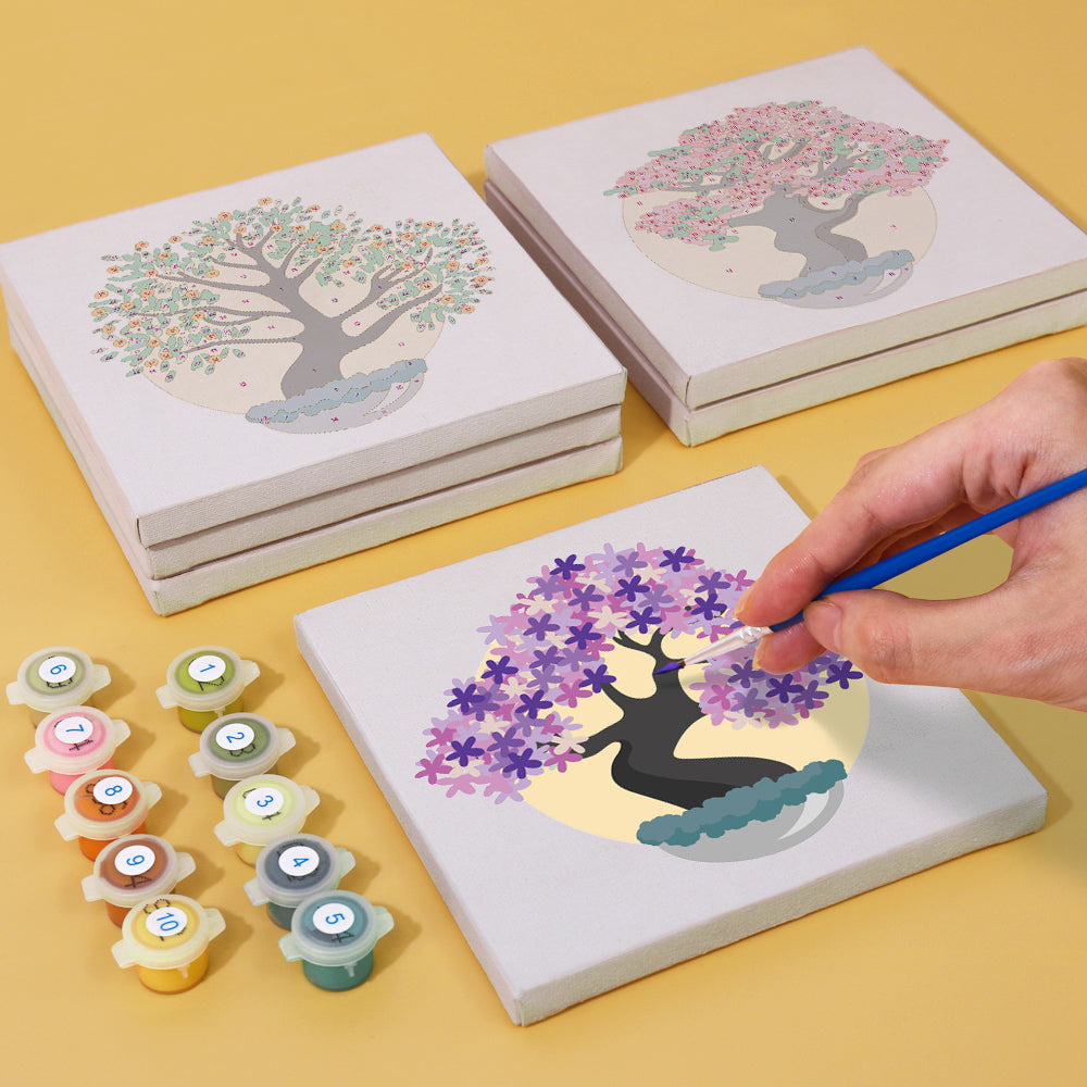 Eternal Bonsai mini paint by numbers kit with delicate tree design