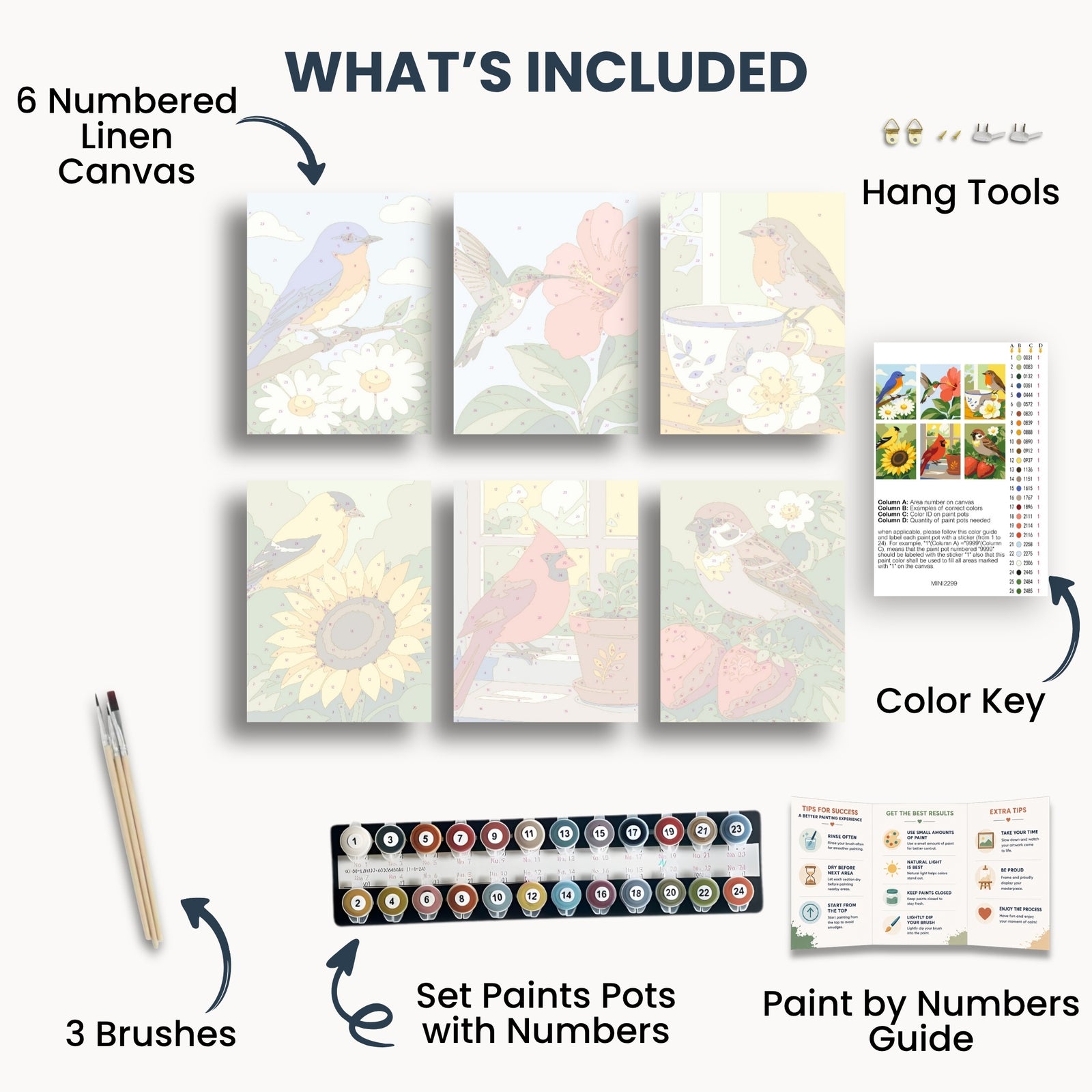 Garden Birds Mini Paint By Numbers Set