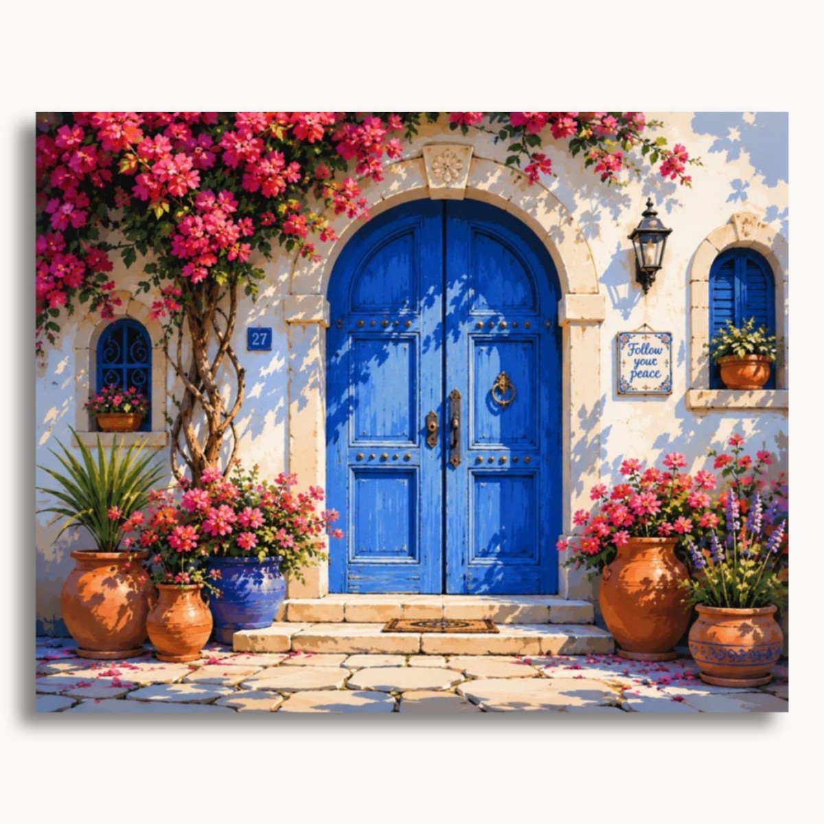 Puerta de jardín azul