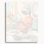 Numbered canvas preview for Retro Salon Chair, showing outlined painting sections and color numbers.