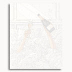 Numbered canvas preview for Champagne in Bed, showing outlined painting sections and color numbers.