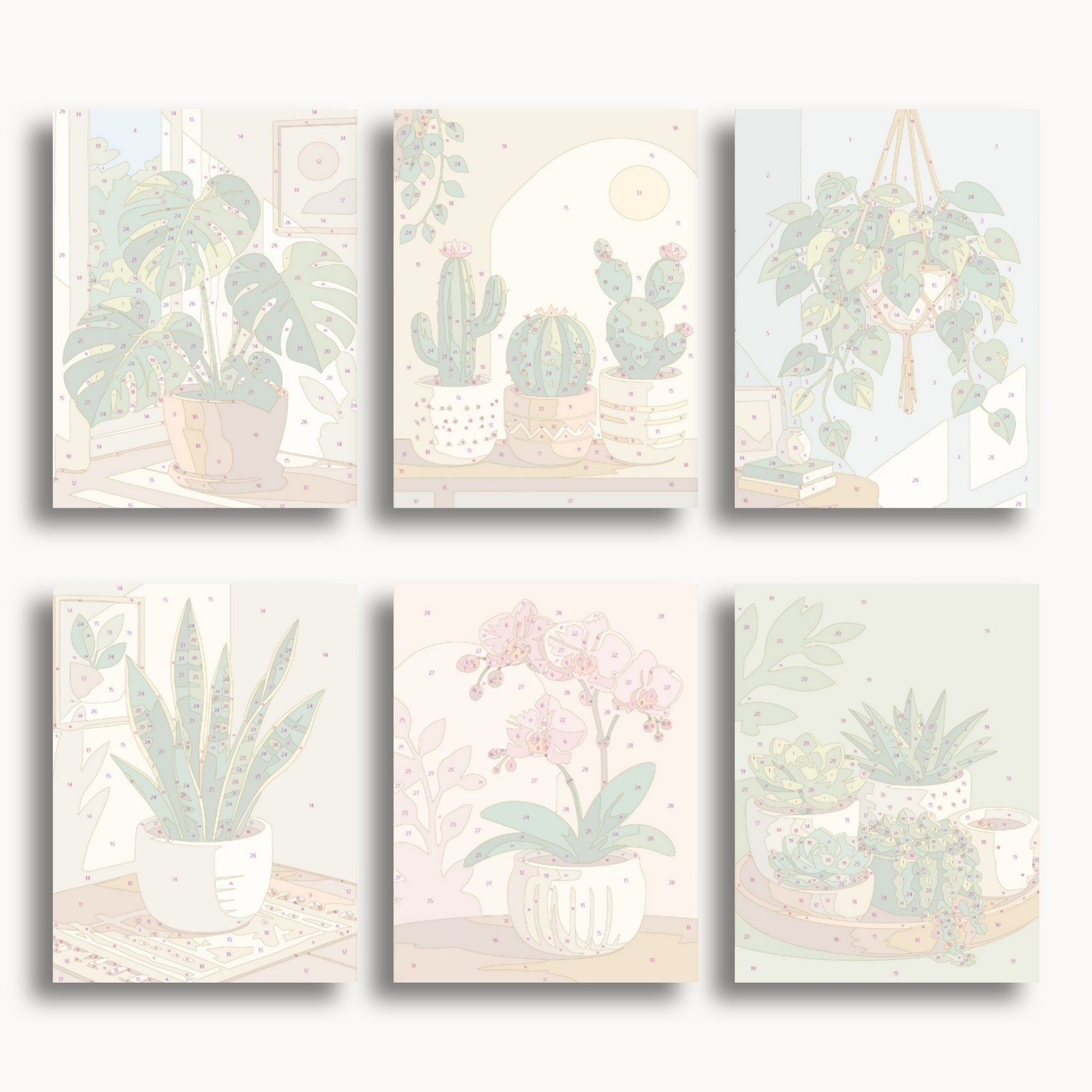 Houseplants Mini Paint By Numbers Set