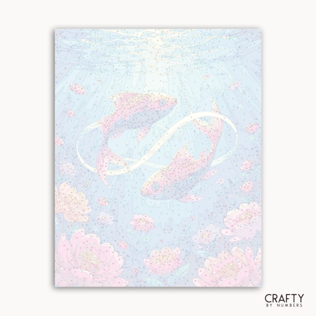 Numbered canvas preview for the Eternal Pisces Bloom paint by numbers kit