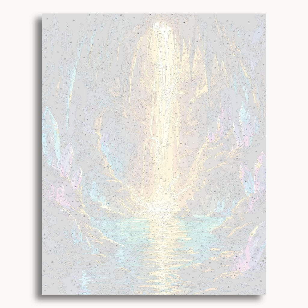 Numbered canvas preview for the Crystal Falls paint by numbers kit