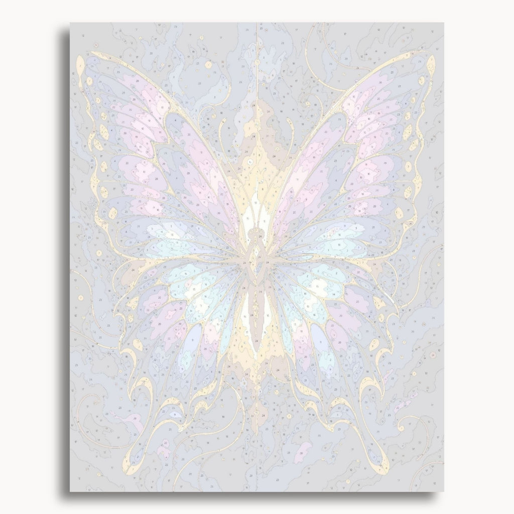 Numbered canvas preview for the Celestial Butterfly paint by numbers kit
