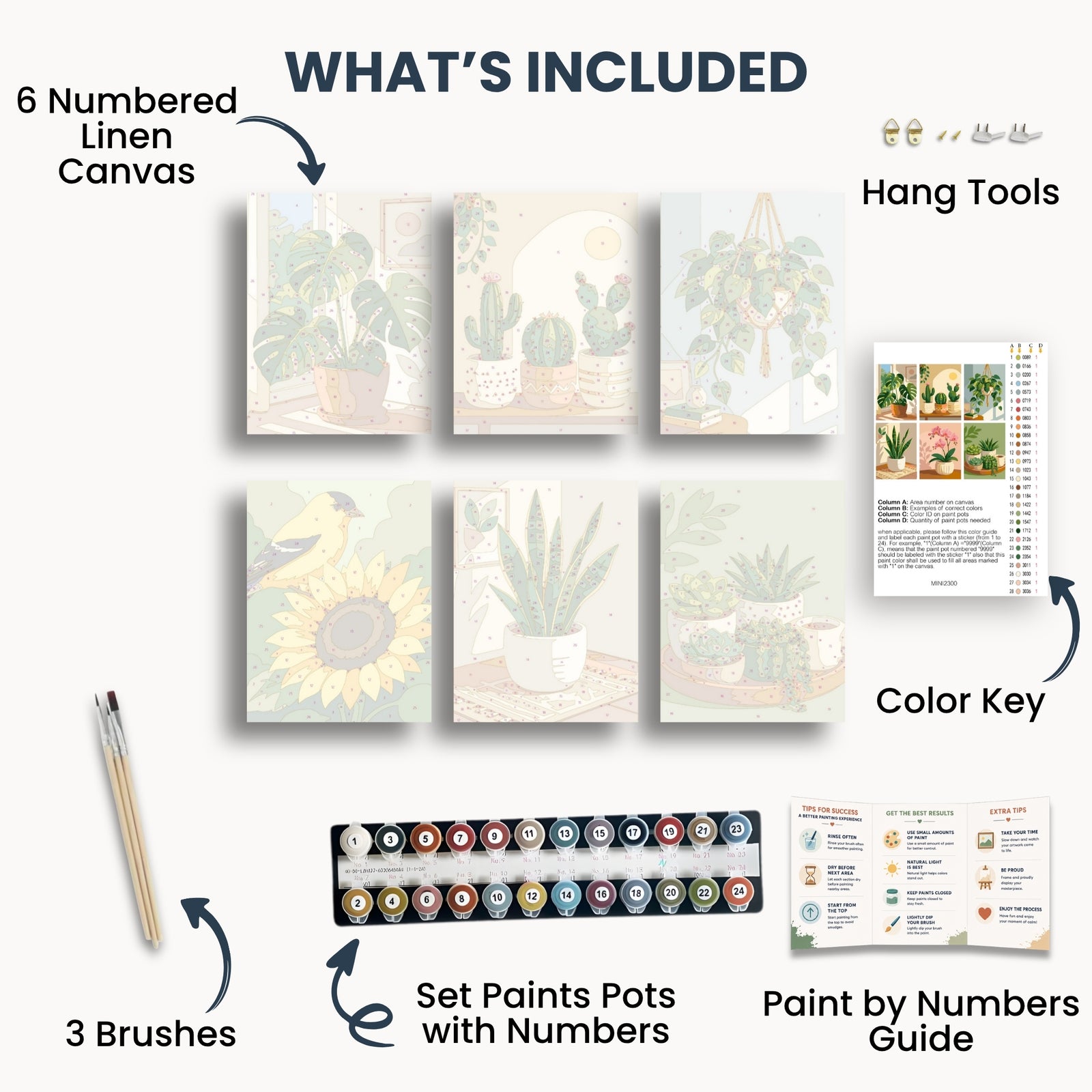 Houseplants Mini Paint By Numbers Set