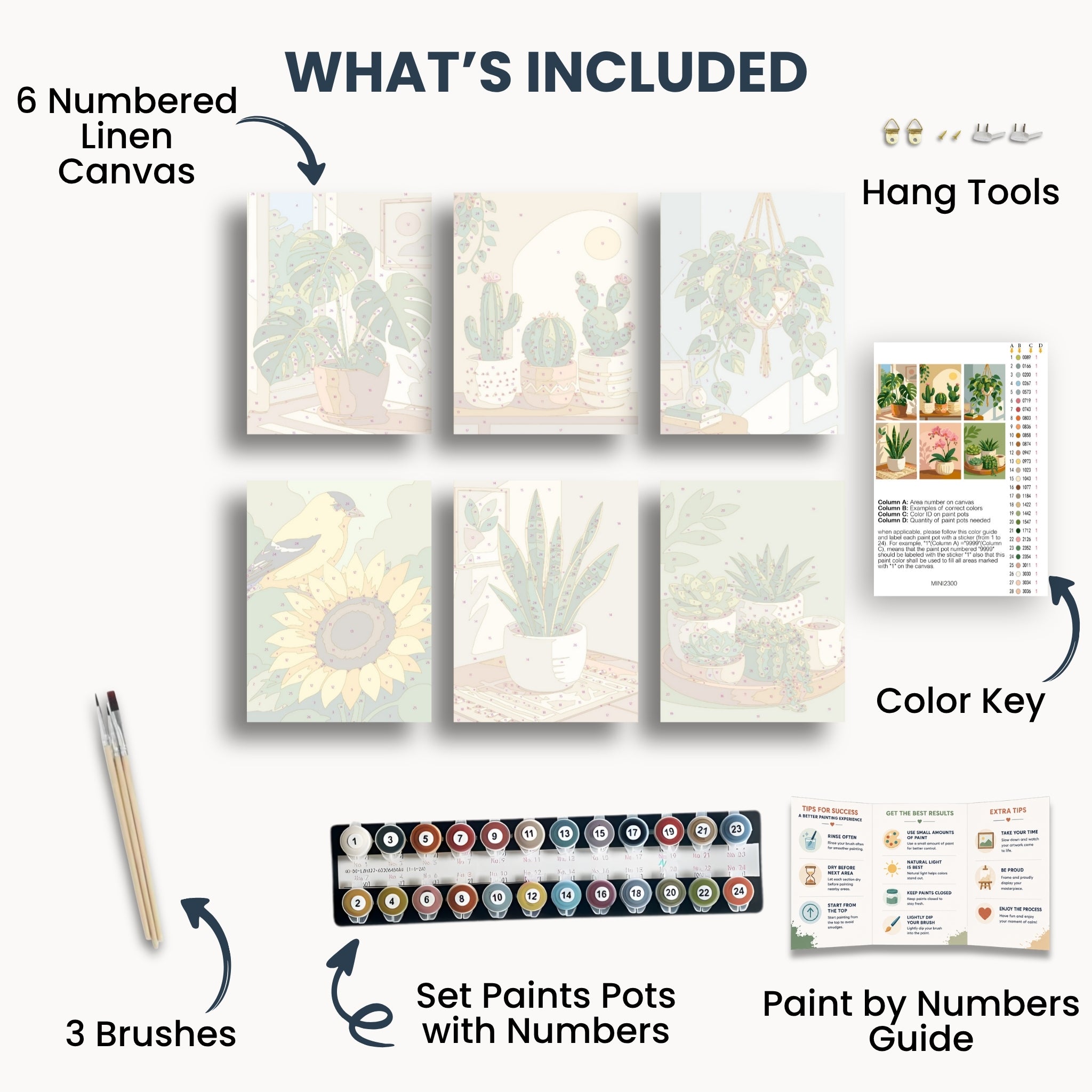 Modern Holly – Lot de 6 mini peintures par numéros