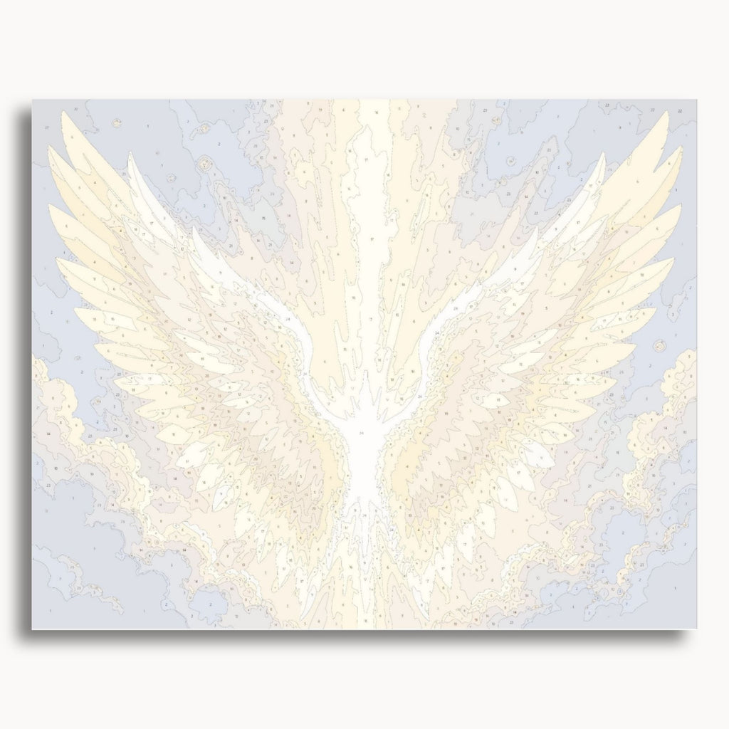 Numbered canvas preview for the Golden Wings paint by numbers kit