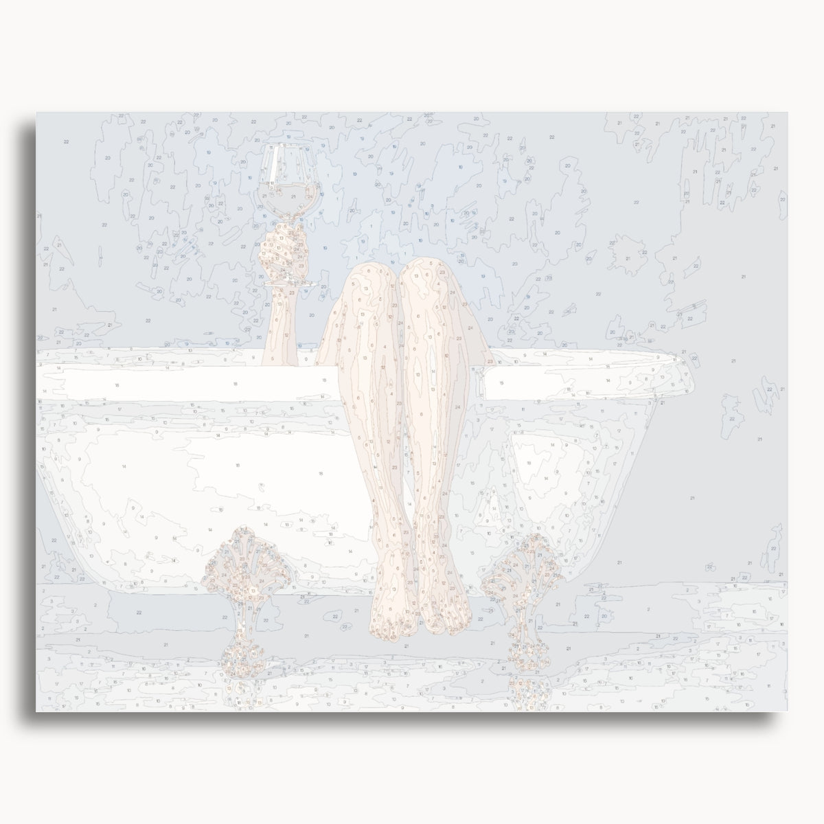 Numbered canvas preview for Sip of Sin, showing outlined painting sections and color numbers.
